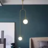 Modern Pendant Light Glass Globe 2-Light U-Shaped in Gold for Living Room and Bedroom
