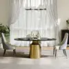 63" Affordable Luxury Modern Oval Sintered Stone Dining Table Seats 4 People