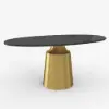 63" Affordable Luxury Modern Oval Sintered Stone Dining Table Seats 4 People