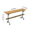 Industrial Long Bar Height Table Set for 4 Wooden 5 Piece Breakfast Table and Bar Stools