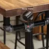 Industrial Long Bar Height Table Set for 4 Wooden 5 Piece Breakfast Table and Bar Stools