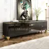 Modern 79" Black TV Stand with 4 Doors and 2 Drawers