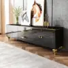 Modern 79" Black TV Stand with 4 Doors and 2 Drawers