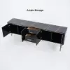 Modern 79" Black TV Stand with 4 Doors and 2 Drawers