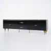 Modern 79" Black TV Stand with 4 Doors and 2 Drawers