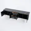 Modern 79" Black TV Stand with 4 Doors and 2 Drawers