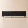 Modern 79" Black TV Stand with 4 Doors and 2 Drawers