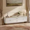 Modern 79" White TV Stand with 4 Doors and 2 Drawers