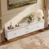 Modern 79" White TV Stand with 4 Doors and 2 Drawers