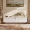 Modern 79" White TV Stand with 4 Doors and 2 Drawers