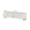 Modern 79" White TV Stand with 4 Doors and 2 Drawers
