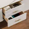 Modern 79" White TV Stand with 4 Doors and 2 Drawers
