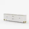 Modern 79" White TV Stand with 4 Doors and 2 Drawers