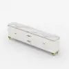 Modern 79" White TV Stand with 4 Doors and 2 Drawers