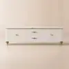 Modern 79" White TV Stand with 4 Doors and 2 Drawers