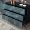 Picture of 1200 mm Blue-Green Dresser Artistic 6-Drawer Bedroom Cabinet in Gold