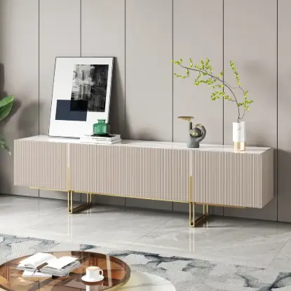 Picture of Grovyn 2000mm Sintered Stone Top Fluted TV Stand with Storage
