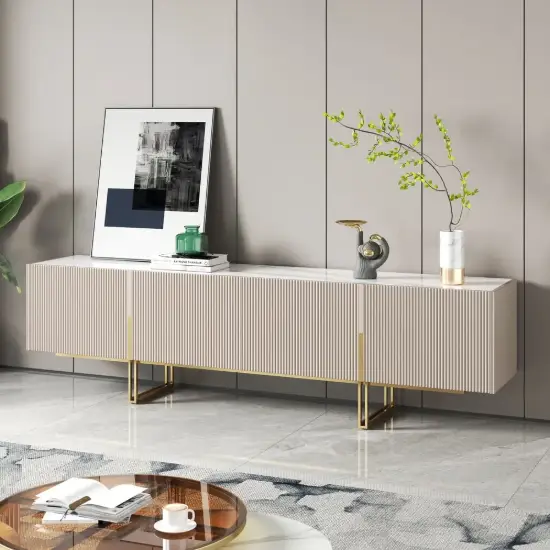 Grovyn 2000mm Sintered Stone Top Fluted TV Stand with Storage