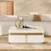 Modern 110 cm White Square Storage Coffee Table with Sintered Stone Top & 4 Drawers