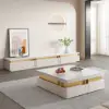 Modern 110 cm White Square Storage Coffee Table with Sintered Stone Top & 4 Drawers