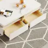 Modern 110 cm White Square Storage Coffee Table with Sintered Stone Top & 4 Drawers
