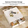 Modern 110 cm White Square Storage Coffee Table with Sintered Stone Top & 4 Drawers