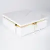 Modern 110 cm White Square Storage Coffee Table with Sintered Stone Top & 4 Drawers