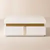 Modern 110 cm White Square Storage Coffee Table with Sintered Stone Top & 4 Drawers