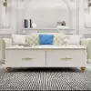 Modern 130 cm White Marble Coffee Table with 4 Drawers