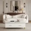Modern 130 cm White Marble Coffee Table with 4 Drawers