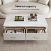 Modern 130 cm White Marble Coffee Table with 4 Drawers