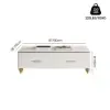 Modern 130 cm White Marble Coffee Table with 4 Drawers