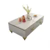 Modern 130 cm White Marble Coffee Table with 4 Drawers