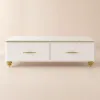 Modern 130 cm White Marble Coffee Table with 4 Drawers