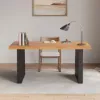 1600mm Industrial Natural & Black Rectangular Office Desk Sturdy Pine Wood Computer Desk