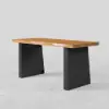 1600mm Industrial Natural & Black Rectangular Office Desk Sturdy Pine Wood Computer Desk