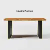 1600mm Industrial Natural & Black Rectangular Office Desk Sturdy Pine Wood Computer Desk