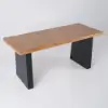 1600mm Industrial Natural & Black Rectangular Office Desk Sturdy Pine Wood Computer Desk