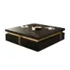 Modern 110 cm Black Square Storage Coffee Table with Sintered Stone Top & 4 Drawers