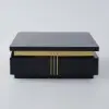 Modern 110 cm Black Square Storage Coffee Table with Sintered Stone Top & 4 Drawers