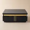 Modern 110 cm Black Square Storage Coffee Table with Sintered Stone Top & 4 Drawers