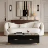 Chift 1300mm Modern Marble Coffee Table & Storage Drawers Gold Stainless Steel Legs