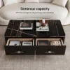 Chift 1300mm Modern Marble Coffee Table & Storage Drawers Gold Stainless Steel Legs