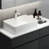 Modern 80 cm Floating Single Bathroom Vanity with Stone Resin Top, Ceramic Basin – Black