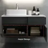 Modern 80 cm Floating Single Bathroom Vanity with Stone Resin Top, Ceramic Basin – Black