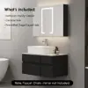 Modern 80 cm Floating Single Bathroom Vanity with Stone Resin Top, Ceramic Basin – Black