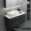 Modern 80 cm Floating Single Bathroom Vanity with Stone Resin Top, Ceramic Basin – Black