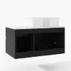 Modern 80 cm Floating Single Bathroom Vanity with Stone Resin Top, Ceramic Basin – Black