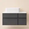Modern 80 cm Floating Single Bathroom Vanity with Stone Resin Top, Ceramic Basin – Black