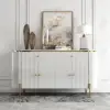 Yelly 55" White Sintered Stone Top Sideboard with 4 Doors & 2 Drawers